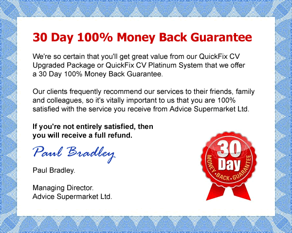 30 day 100 percent money back guarantee